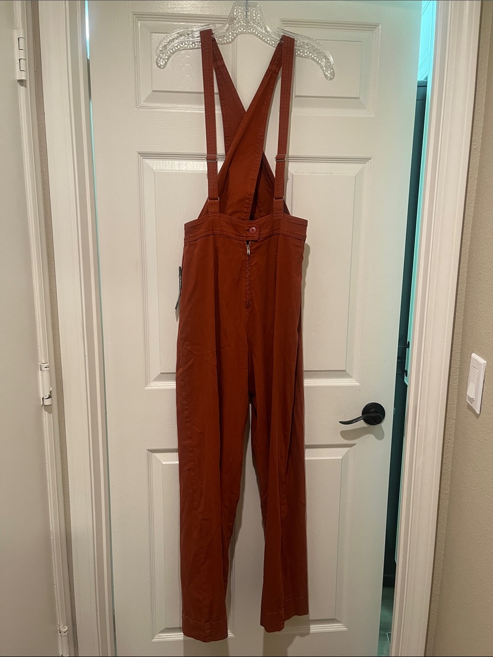 Dollhouse Rust Brown Suspender Jumpsuit